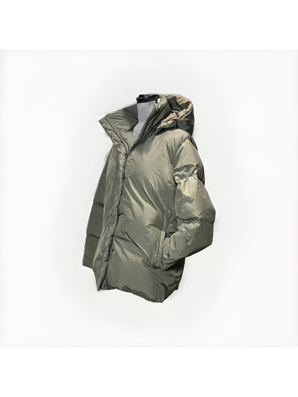 Jenni Kayne Jacket Women's M Sage Green Full Zip Hooded Duck Down Puffer Jacket